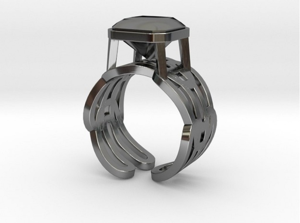 Brunnian Link Curve Ring 17.53mm with Radiant Gem preview image 1